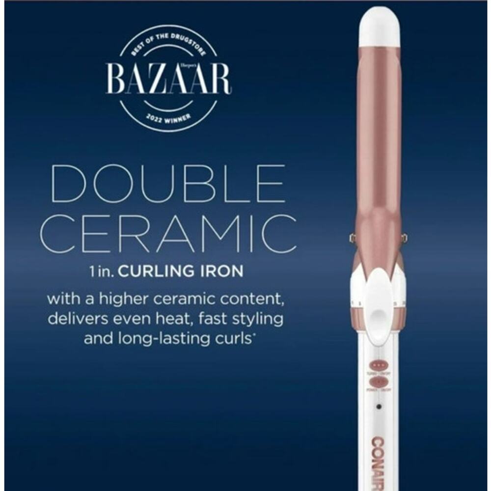 Conair Double Ceramic Rose Gold 1" Hair Curling Iron